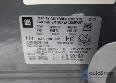 2021 Buick Encore Gx Awd Essence z USA, uszkodzony, nr VIN KL4MMGSL2MB154848